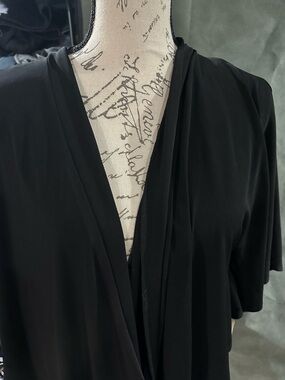 dressbarn Black Draped V-Neck Women's Wrap